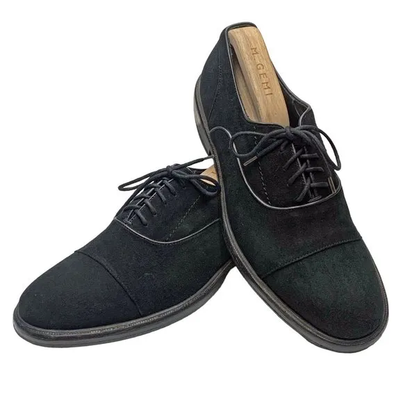 M.‎ Gemi Black Suede Cap Toe Dress Oxfords Shoes