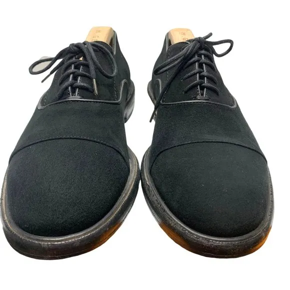 M.‎ Gemi Black Suede Cap Toe Dress Oxfords Shoes