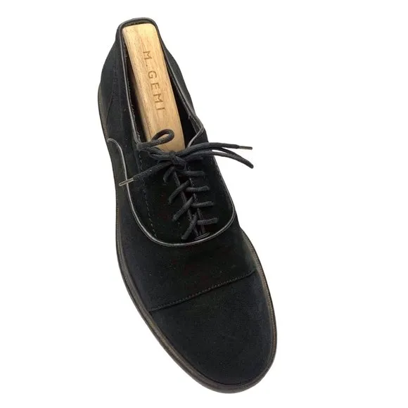 M.‎ Gemi Black Suede Cap Toe Dress Oxfords Shoes