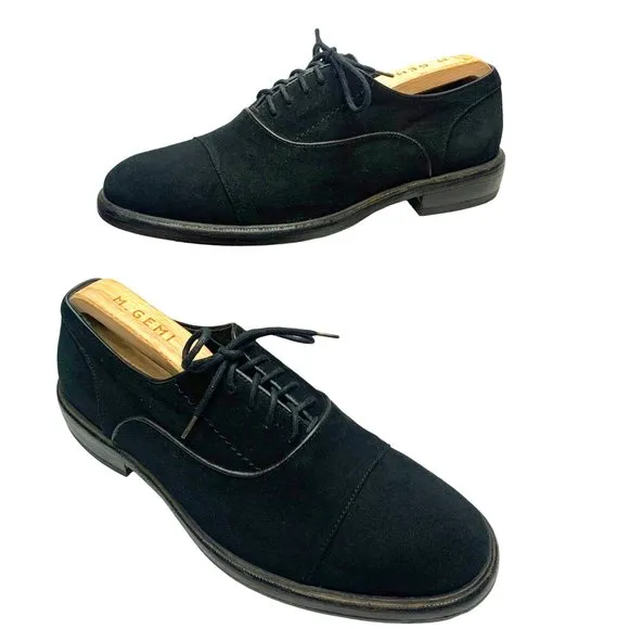 M.‎ Gemi Black Suede Cap Toe Dress Oxfords Shoes