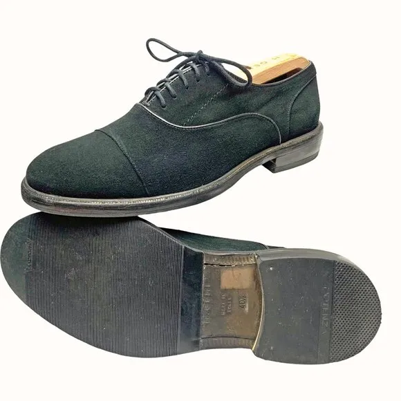 M.‎ Gemi Black Suede Cap Toe Dress Oxfords Shoes