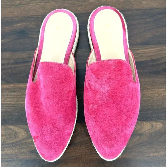 M Gemi Shoes Womens 38 Pink Mules Suede Espadrille Flat Slip On Made Italy