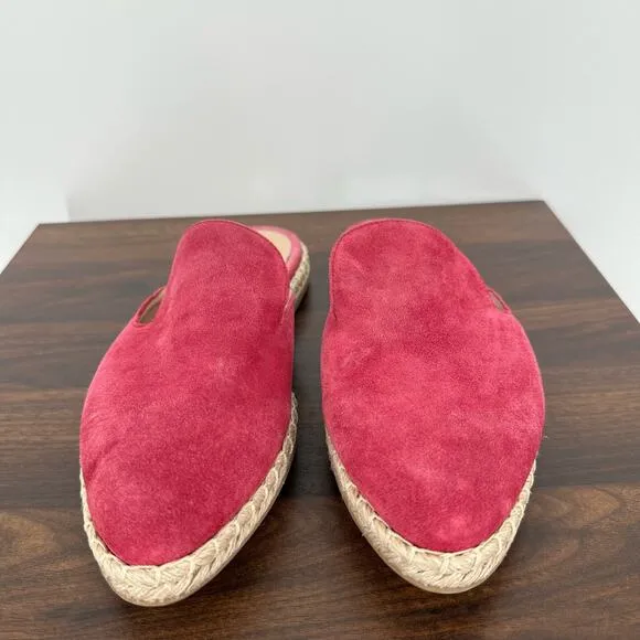 M Gemi Shoes Womens 38 Pink Mules Suede Espadrille Flat Slip On Made Italy