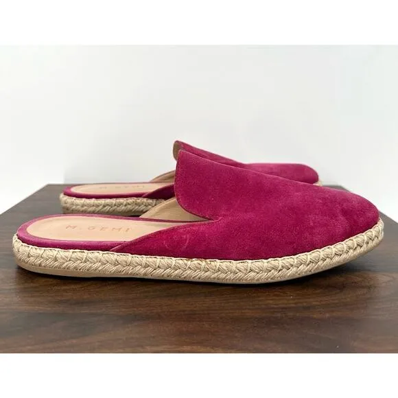 M Gemi Shoes Womens 38 Pink Mules Suede Espadrille Flat Slip On Made Italy