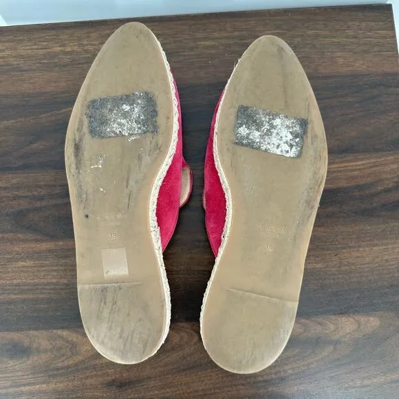 M Gemi Shoes Womens 38 Pink Mules Suede Espadrille Flat Slip On Made Italy