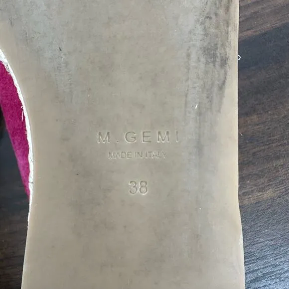M Gemi Shoes Womens 38 Pink Mules Suede Espadrille Flat Slip On Made Italy