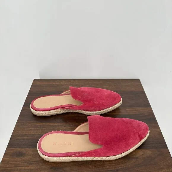 M Gemi Shoes Womens 38 Pink Mules Suede Espadrille Flat Slip On Made Italy