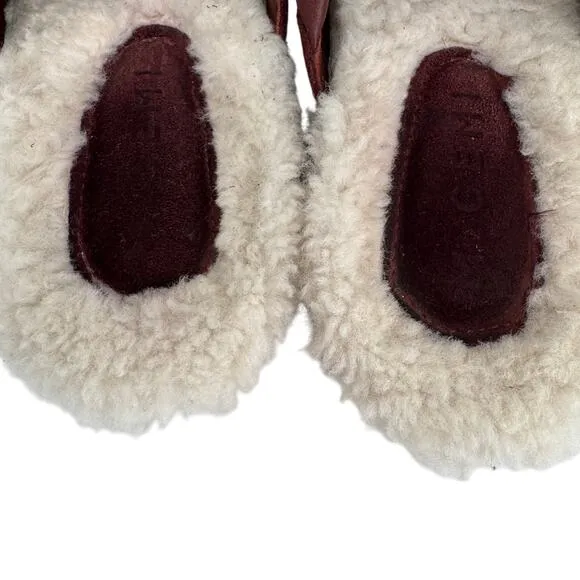 M. Gemi Suede Greta Shearling Lined Slip On Clogs Red White Size 41