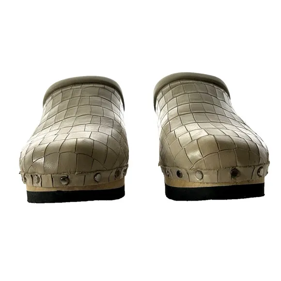 M. Gemi The Greta Stone Croco Printed Leather Platform Clog US 10 41 Italy