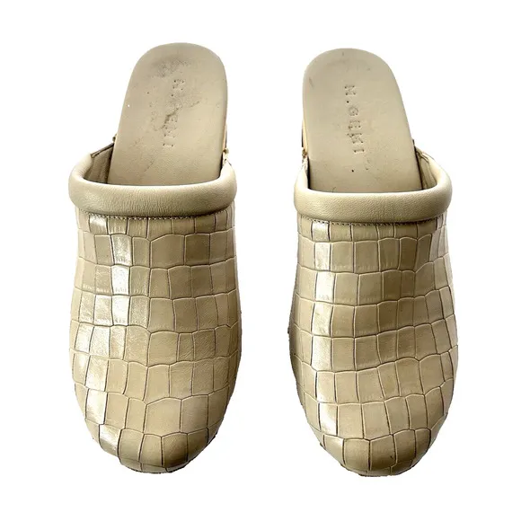 M. Gemi The Greta Stone Croco Printed Leather Platform Clog US 10 41 Italy