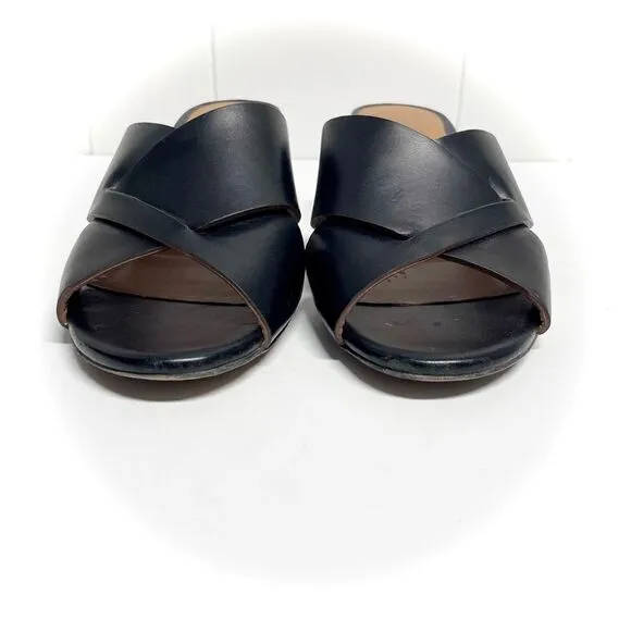 M. Gemi The Tursi Leather Cross Strap Mules Tile Heel Size 37