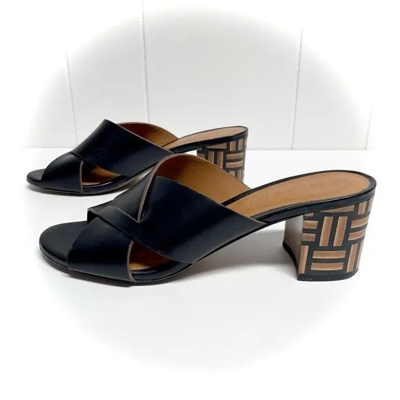 M. Gemi The Tursi Leather Cross Strap Mules Tile Heel Size 37