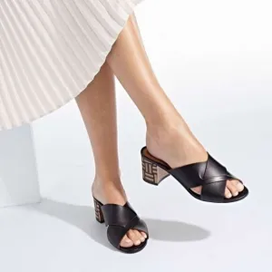 M. Gemi The Tursi Leather Cross Strap Mules Tile Heel Size 37
