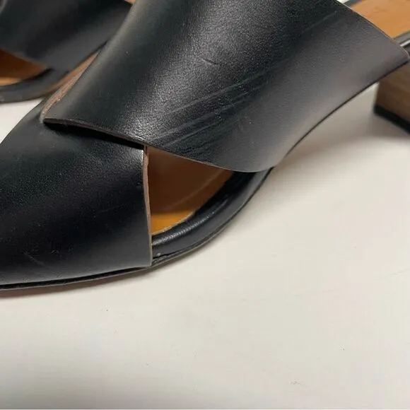 M. Gemi The Tursi Leather Cross Strap Mules Tile Heel Size 37