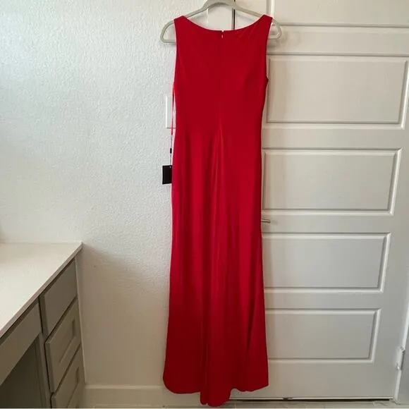 Mac Duggal Jersey Faux Wrap V-Neck Gown