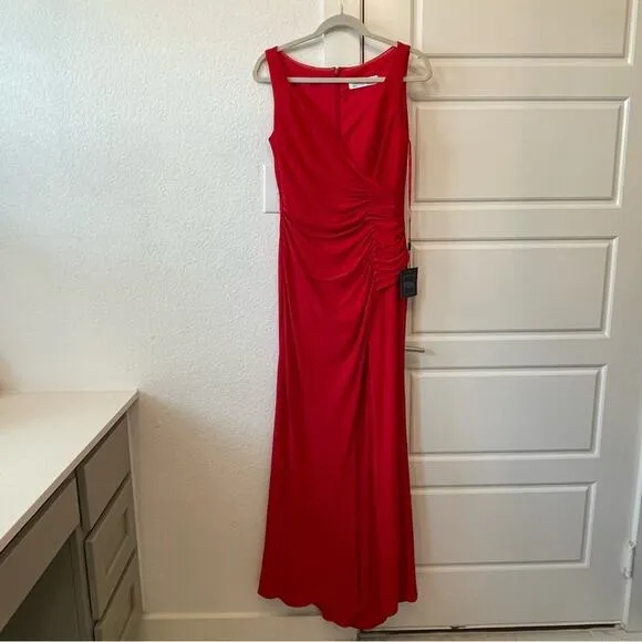 Mac Duggal Jersey Faux Wrap V-Neck Gown
