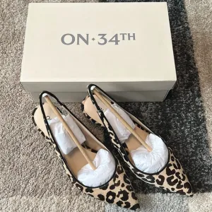 Macy’s On 34th Baeley Slingback heels, leopard, size 8 NIB!