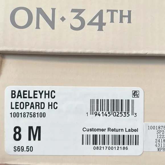 Macy’s On 34th Baeley Slingback heels, leopard, size 8 NIB!