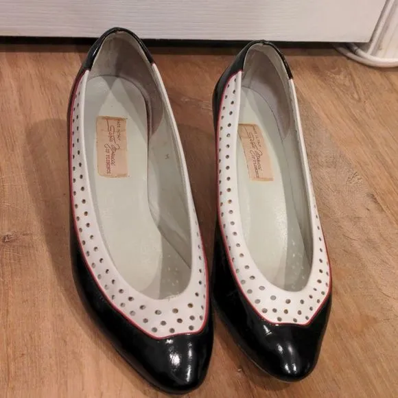 Made in Italy vintage Sesto Meucci leather black red white kitten heels