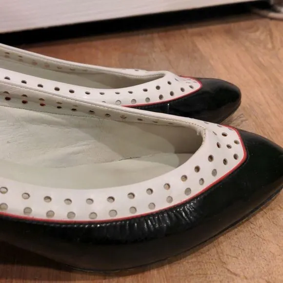 Made in Italy vintage Sesto Meucci leather black red white kitten heels