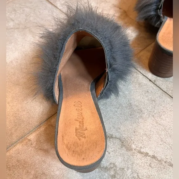 Madewell 100% Wool Genuine Leather Heeled Mule Sz 7.5