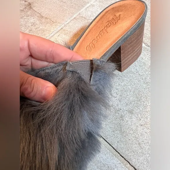 Madewell 100% Wool Genuine Leather Heeled Mule Sz 7.5