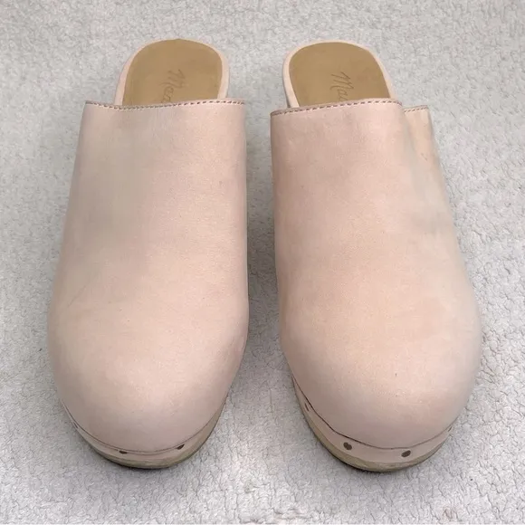 Madewell Ayanna Nubuck Suede Wooden Clogs Heels-Soft Pink-Womens 5-Boho-Festival
