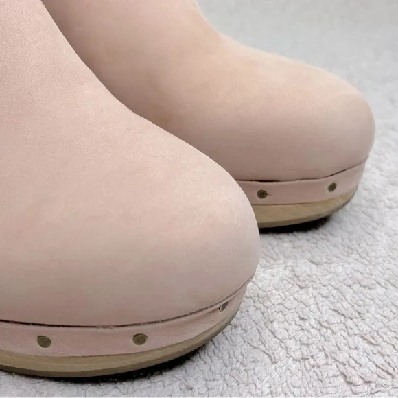 Madewell Ayanna Nubuck Suede Wooden Clogs Heels-Soft Pink-Womens 5-Boho-Festival