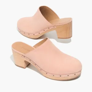 Madewell Ayanna Nubuck Suede Wooden Clogs Heels-Soft Pink-Womens 5-Boho-Festival