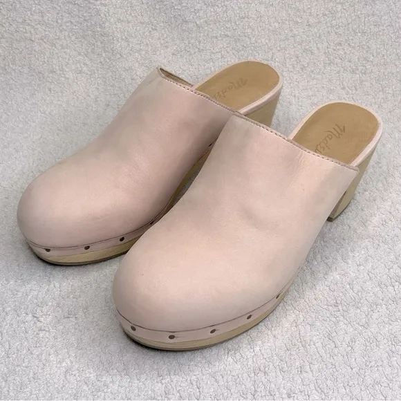 Madewell Ayanna Nubuck Suede Wooden Clogs Heels-Soft Pink-Womens 5-Boho-Festival