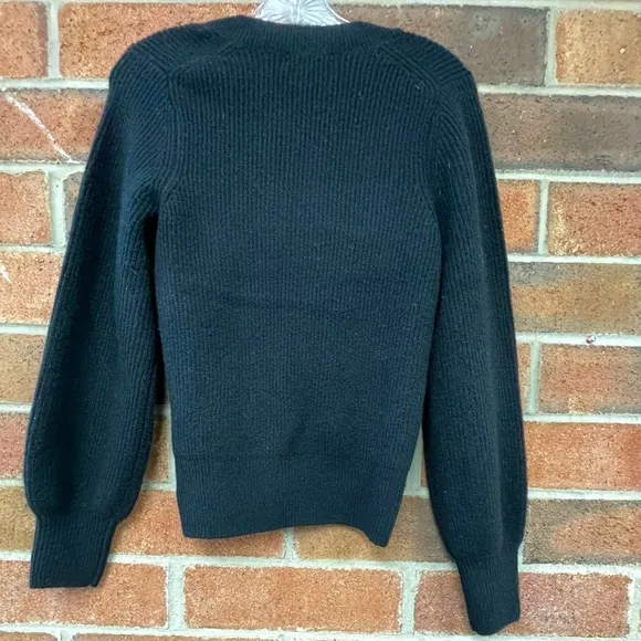 MADEWELL Black Melwood Square-Neck Puff-SleeveWool Blend Sweater XS