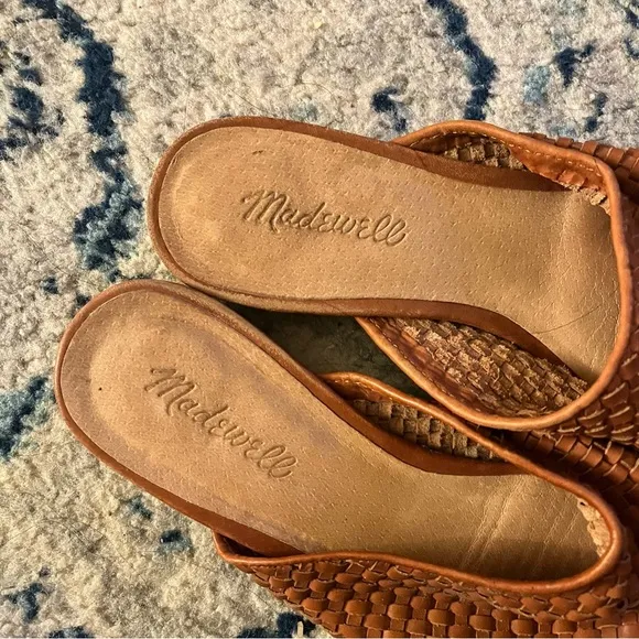 Madewell Cassidy woven leather mules in Congnac brown Size 7.5