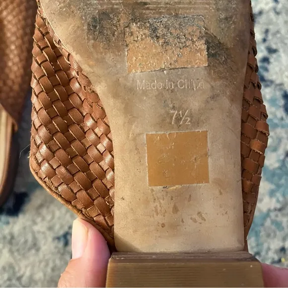 Madewell Cassidy woven leather mules in Congnac brown Size 7.5