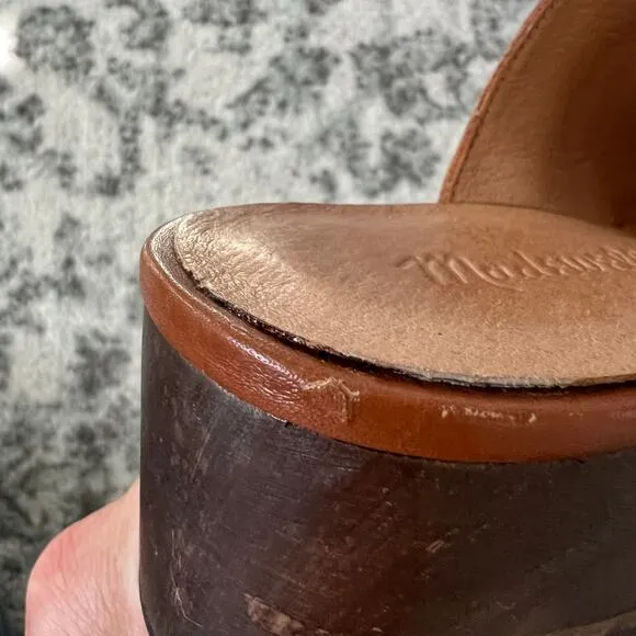 Madewell Cecily Brown Oiled Leather Slip On Clogs Womens 7.5