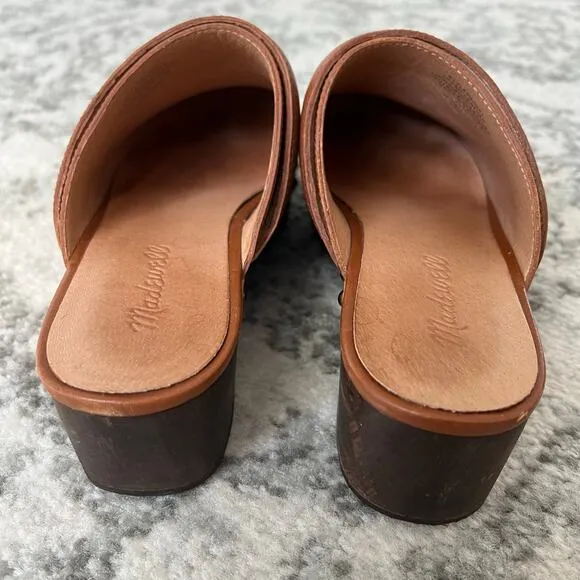 Madewell Cecily Brown Oiled Leather Slip On Clogs Womens 7.5