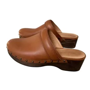 Madewell Cecily Brown Oiled Leather Slip On Clogs Womens 7.5