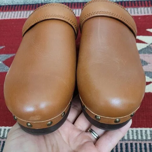 Madewell Cecily Clog in Oiled Leather Clogs Mules Sz 5.5 English Saddle NG681