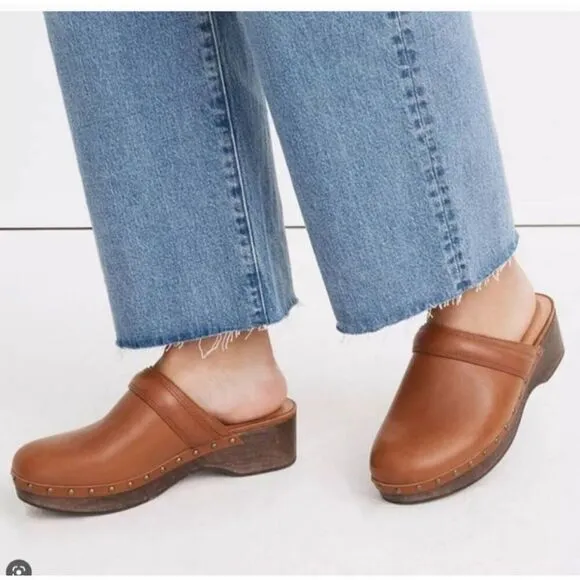 Madewell Cecily Clog in Oiled Leather Clogs Mules Sz 5.5 English Saddle NG681