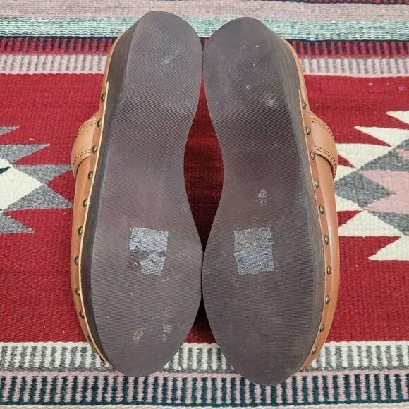 Madewell Cecily Clog in Oiled Leather Clogs Mules Sz 5.5 English Saddle NG681