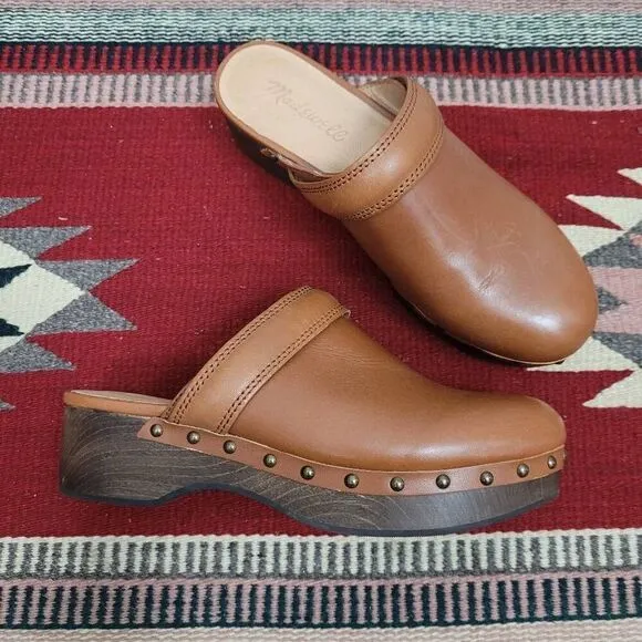 Madewell Cecily Clog in Oiled Leather Clogs Mules Sz 5.5 English Saddle NG681