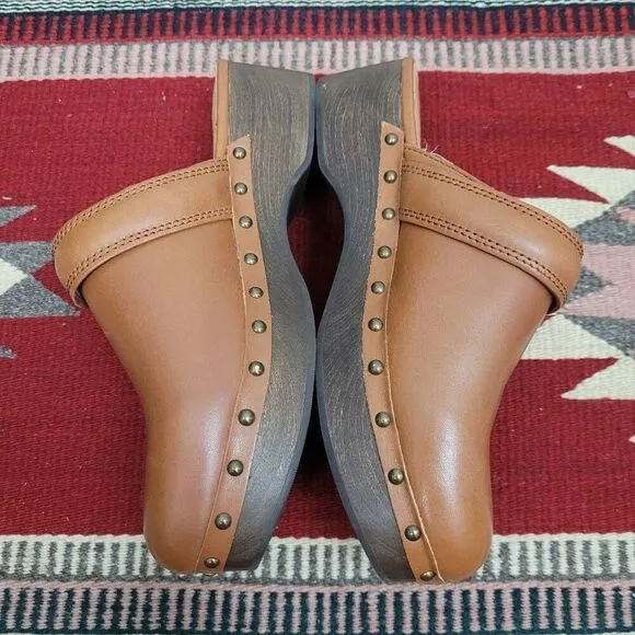 Madewell Cecily Clog in Oiled Leather Clogs Mules Sz 5.5 English Saddle NG681