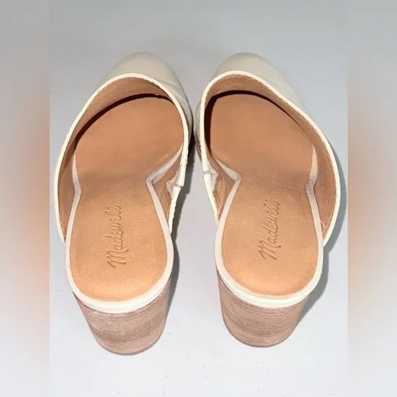 Madewell Cream Mules with Pointed Toe and Block Heel Sz. 9