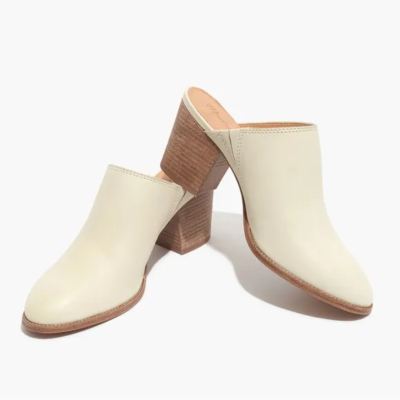 Madewell Cream Mules with Pointed Toe and Block Heel Sz. 9