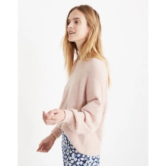 Madewell • Gladwell Balloon-Sleeve Pullover Sweater Rose pink alpaca puff sleeve