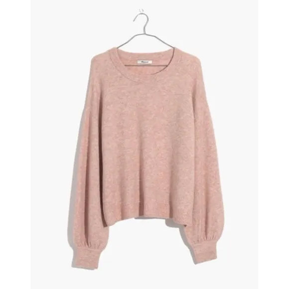 Madewell • Gladwell Balloon-Sleeve Pullover Sweater Rose pink alpaca puff sleeve