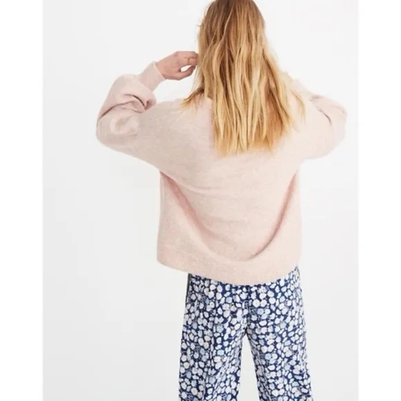 Madewell • Gladwell Balloon-Sleeve Pullover Sweater Rose pink alpaca puff sleeve