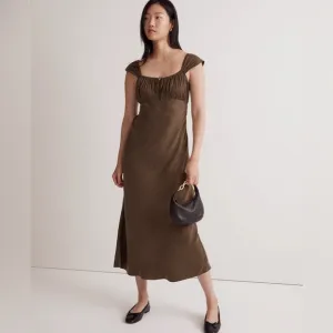 Madewell Green Square-Neck Slip Midi Dress Size 12