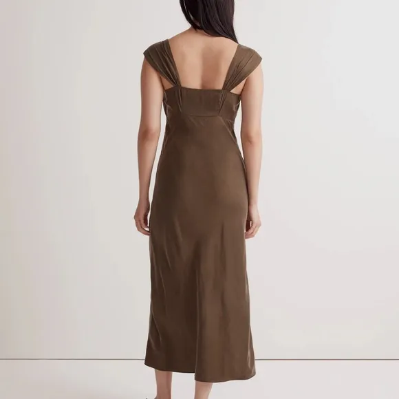 Madewell Green Square-Neck Slip Midi Dress Size 12