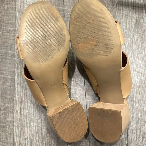 Madewell Kiera Mule Leather nude tan block heel sandal size 7.5