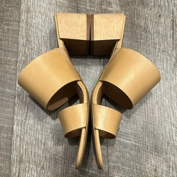 Madewell Kiera Mule Leather nude tan block heel sandal size 7.5